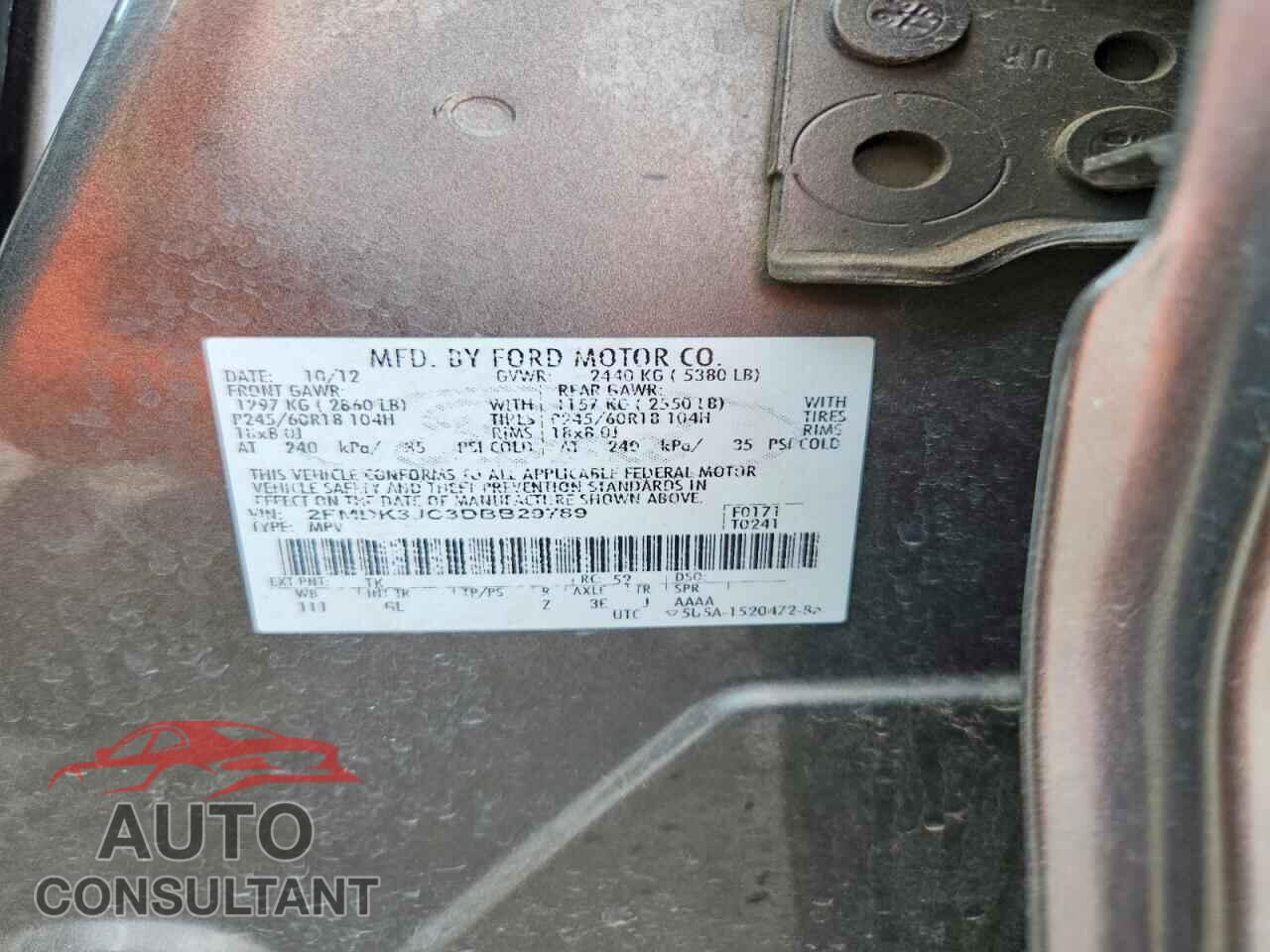 FORD EDGE 2013 - 2FMDK3JC3DBB29789