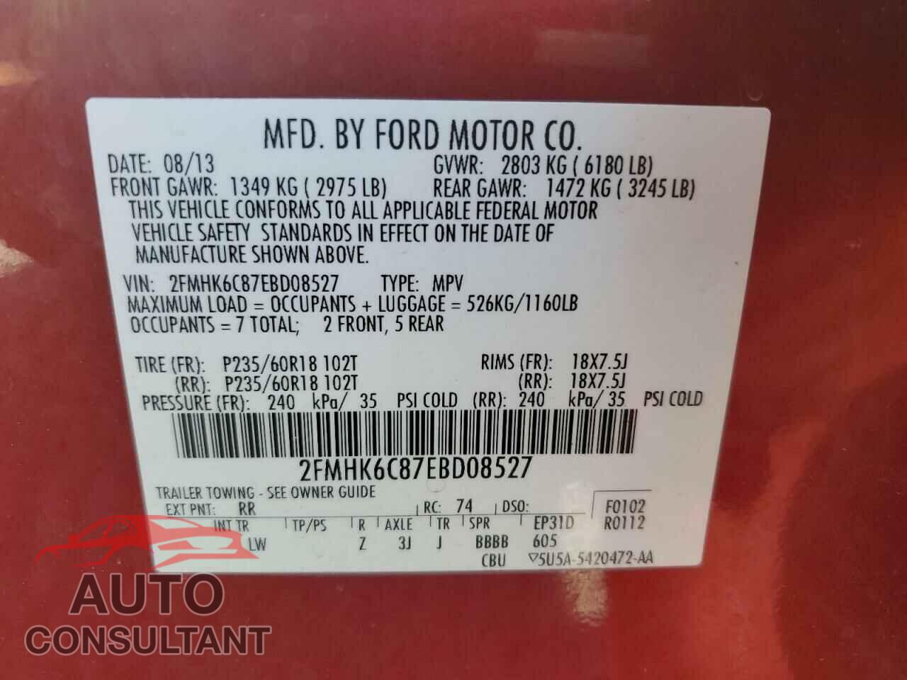 FORD FLEX 2014 - 2FMHK6C87EBD08527
