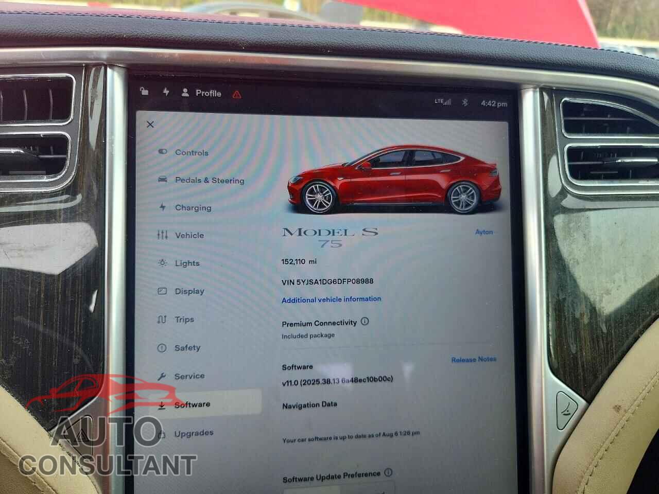 TESLA MODEL S 2013 - 5YJSA1DG6DFP08988