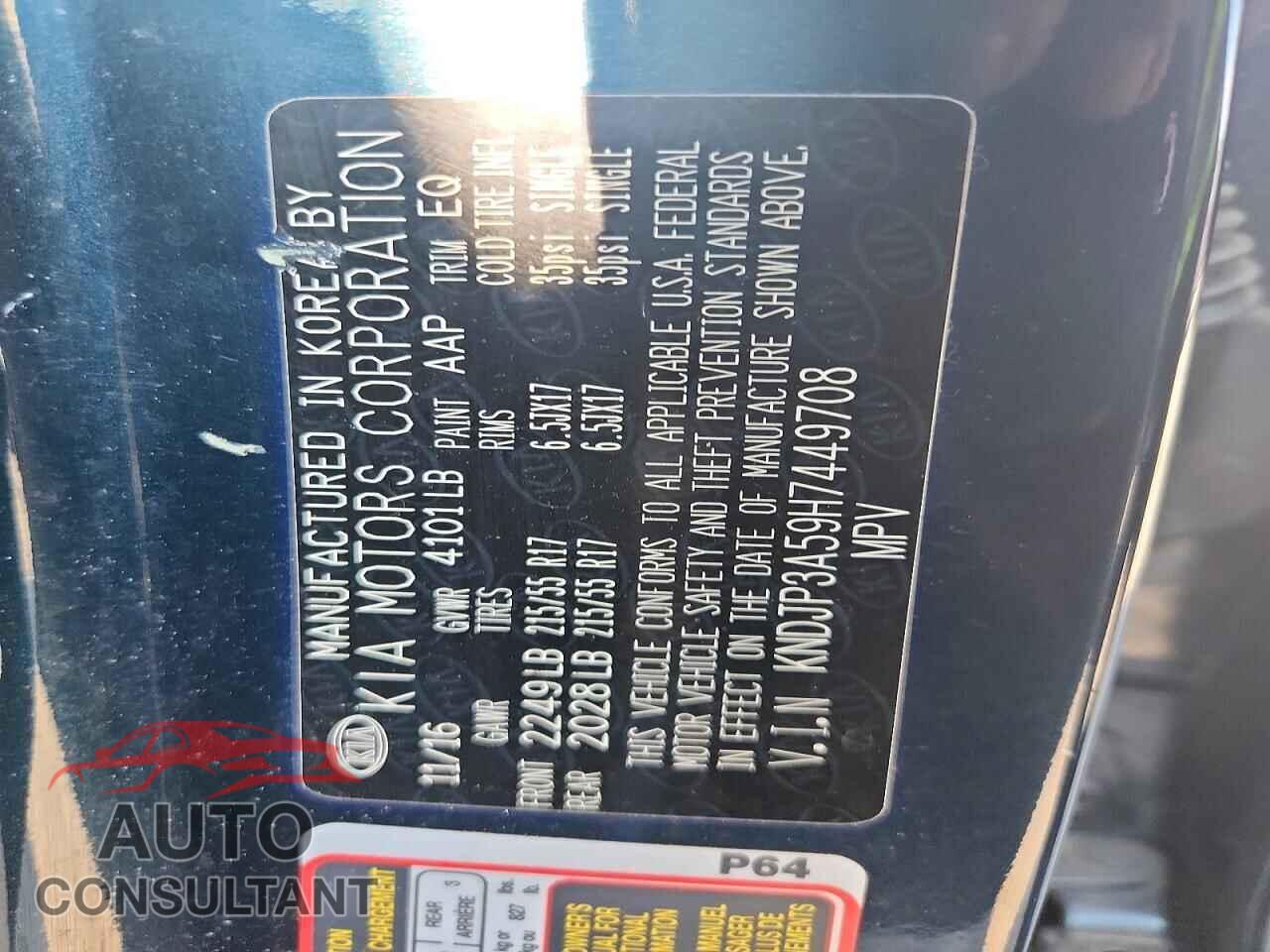 KIA SOUL 2017 - KNDJP3A59H7449708