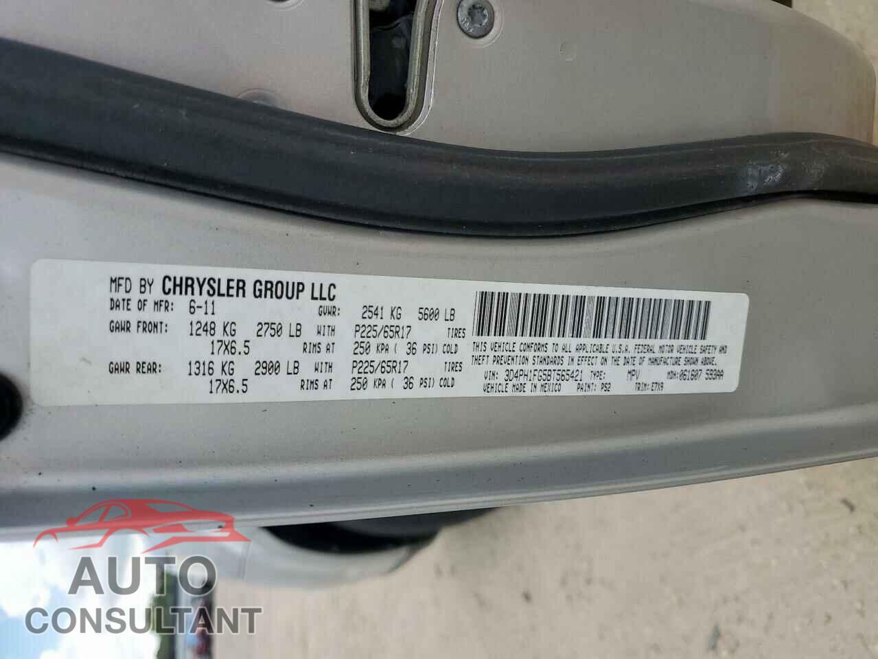 DODGE JOURNEY 2011 - 3D4PH1FG5BT565421