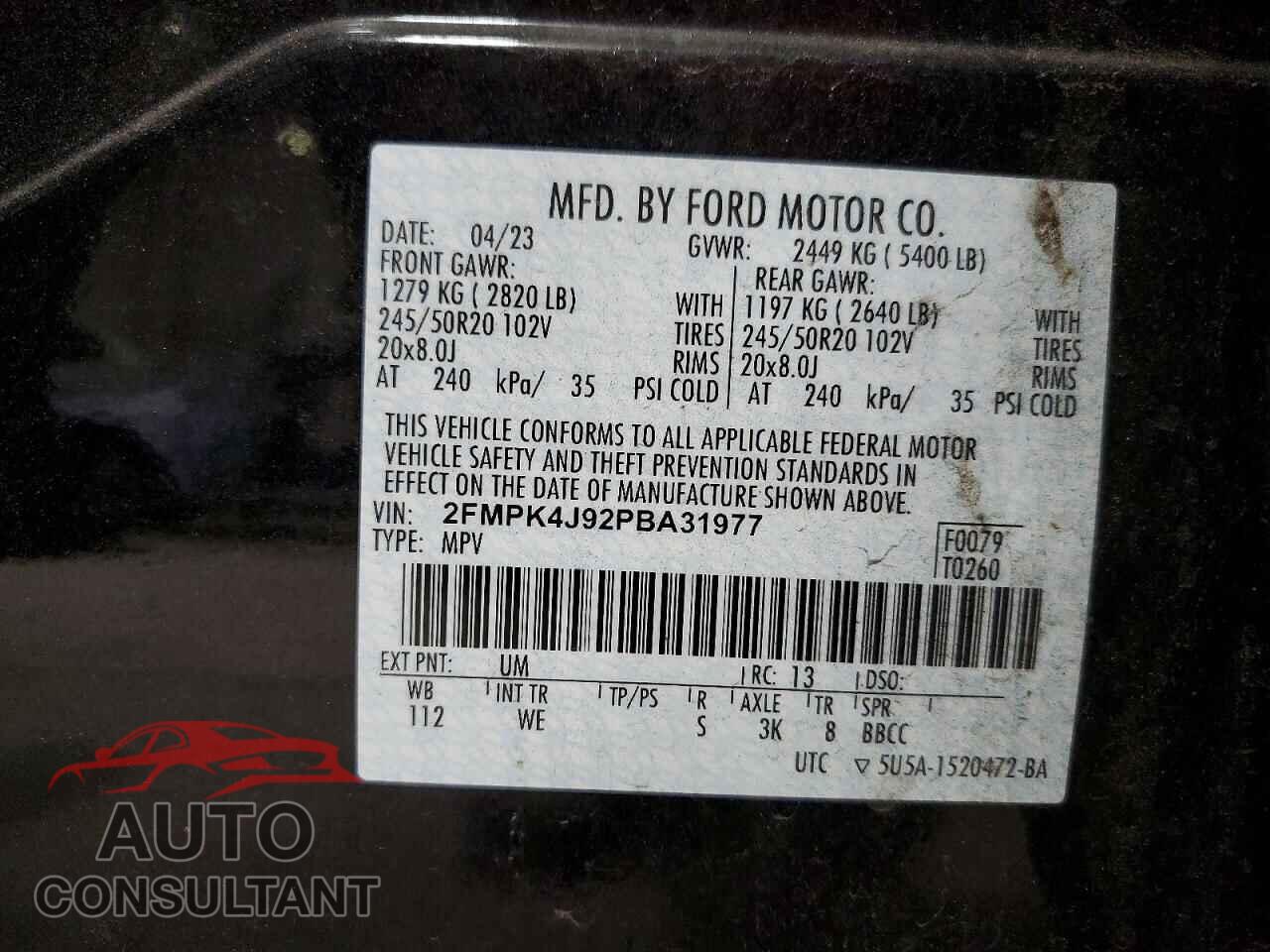 FORD EDGE 2023 - 2FMPK4J92PBA31977