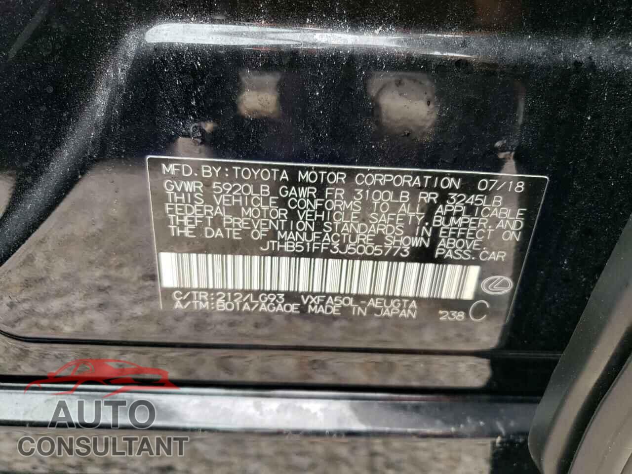 LEXUS LS500 2018 - JTHB51FF3J5005773