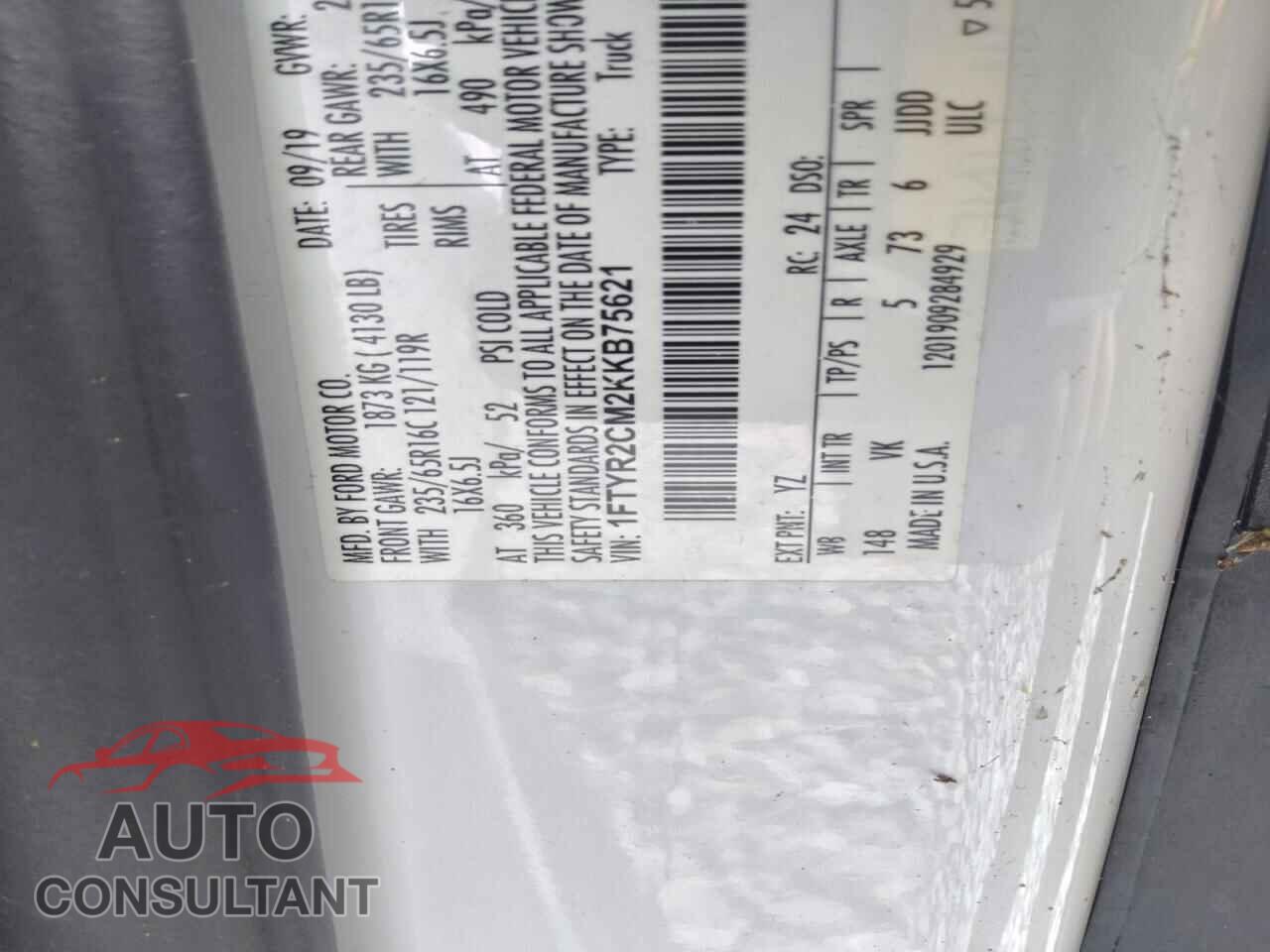 FORD TRANSIT 2019 - 1FTYR2CM2KKB75621