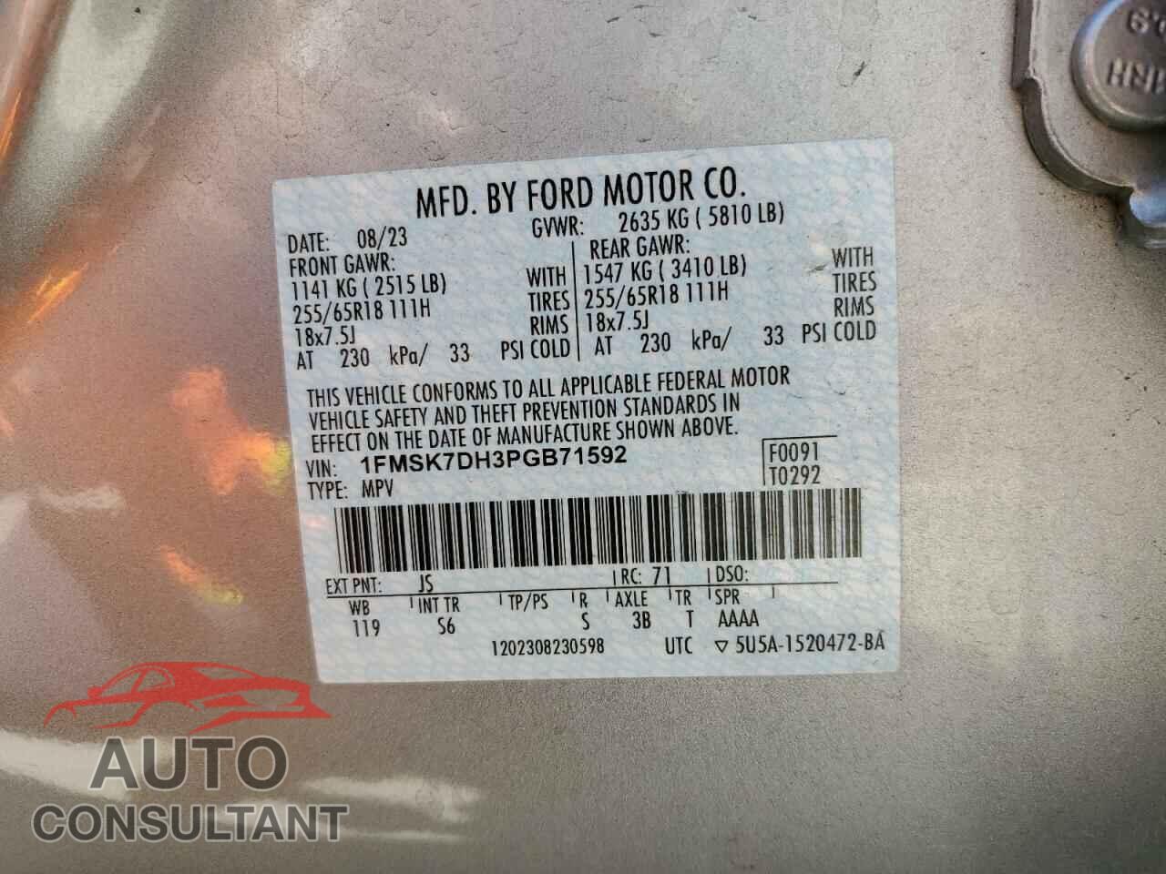 FORD EXPLORER 2023 - 1FMSK7DH3PGB71592