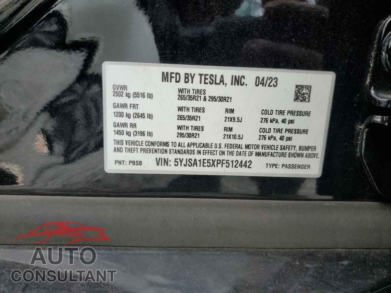 TESLA MODEL S 2023 - 5YJSA1E5XPF512442