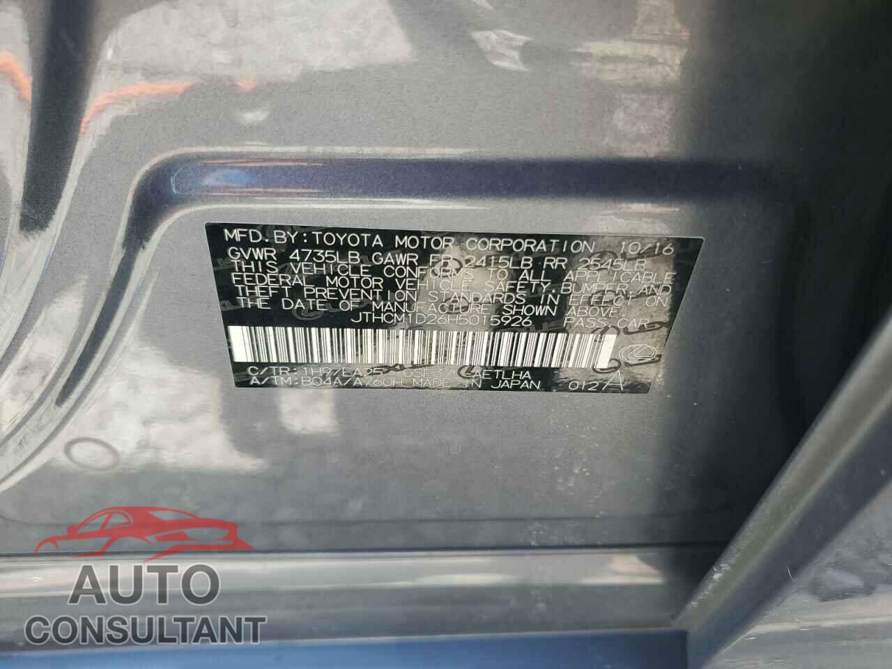 LEXUS IS 2017 - JTHCM1D26H5015926