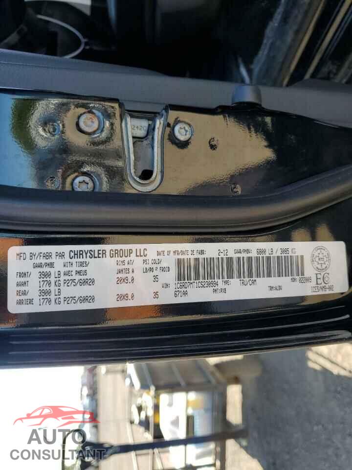 DODGE RAM 1500 2012 - 1C6RD7MT1CS230994