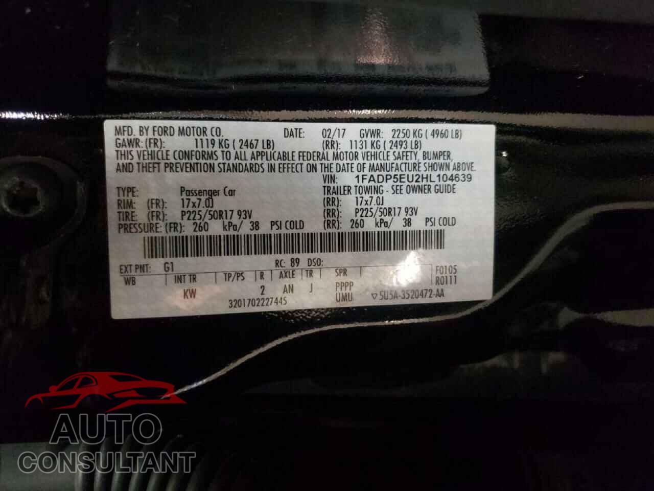 FORD CMAX 2017 - 1FADP5EU2HL104639