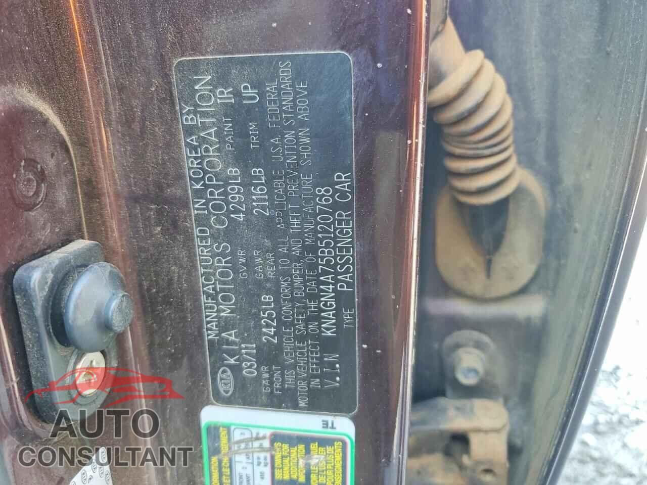 KIA OPTIMA 2011 - KNAGN4A75B5120768