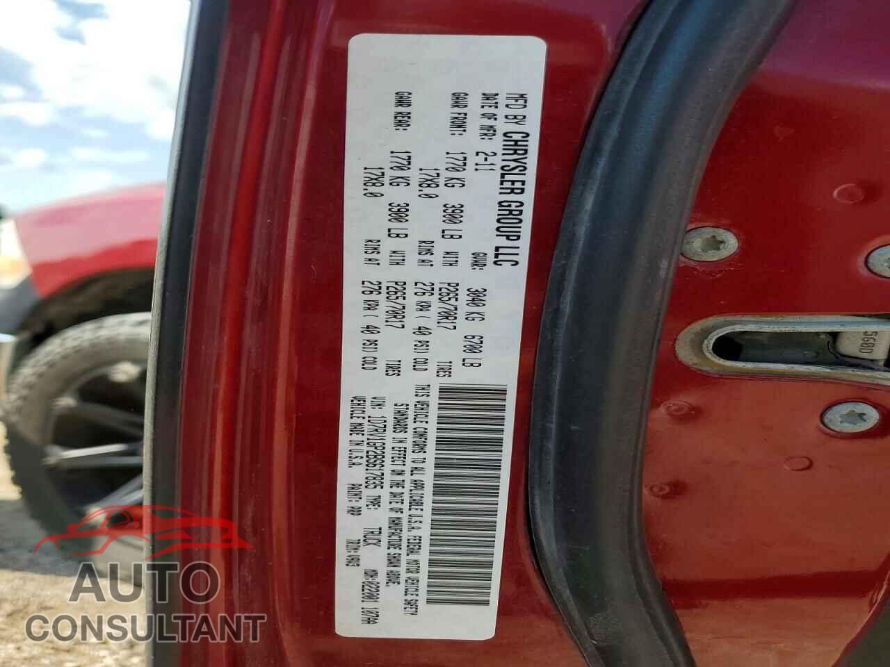 DODGE RAM 1500 2011 - 1D7RV1GP2BS617835