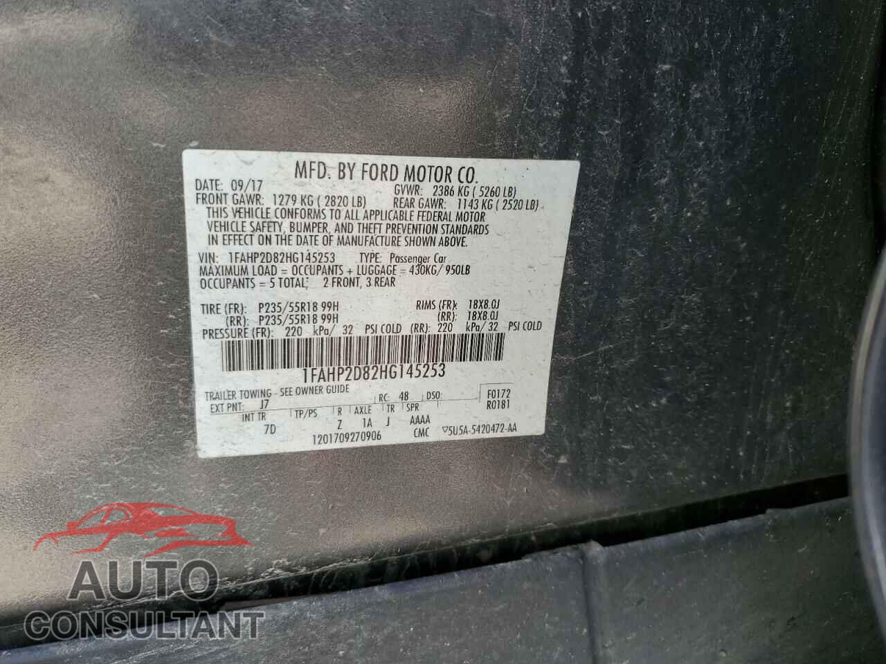FORD TAURUS 2017 - 1FAHP2D82HG145253