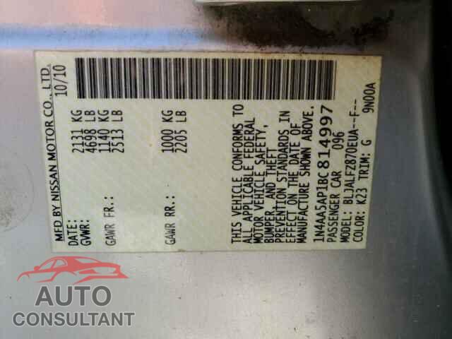 NISSAN MAXIMA 2011 - 1N4AA5AP1BC814997