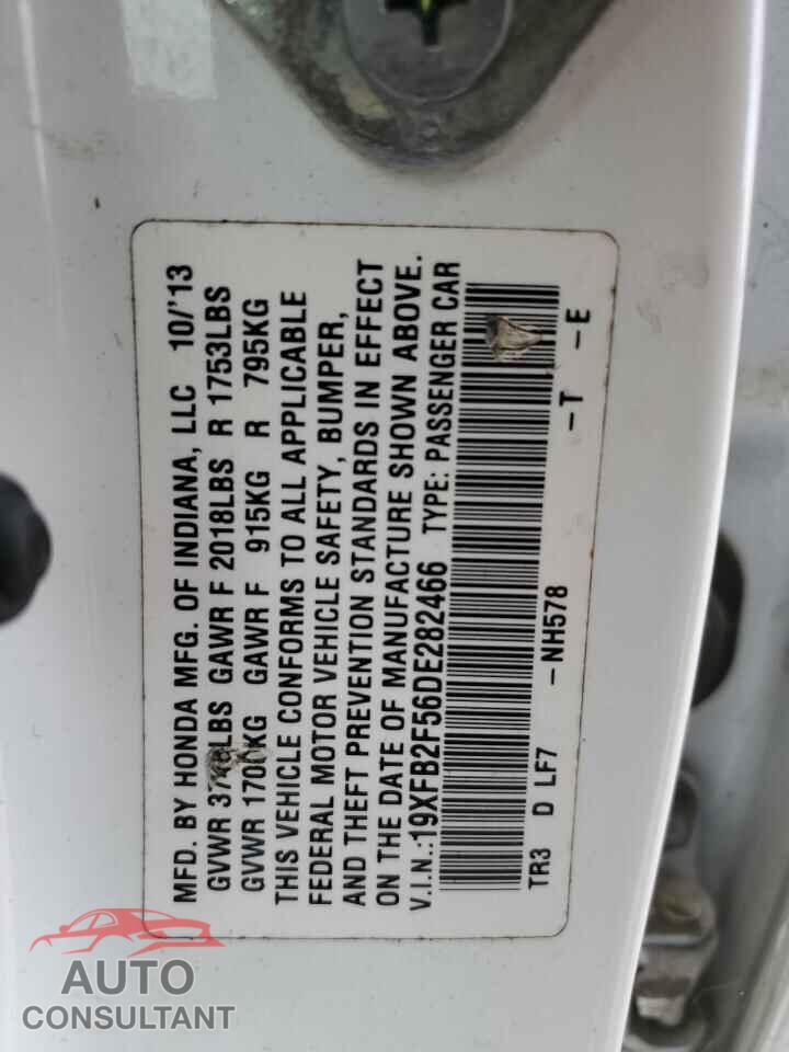 HONDA CIVIC 2013 - 19XFB2F56DE282466
