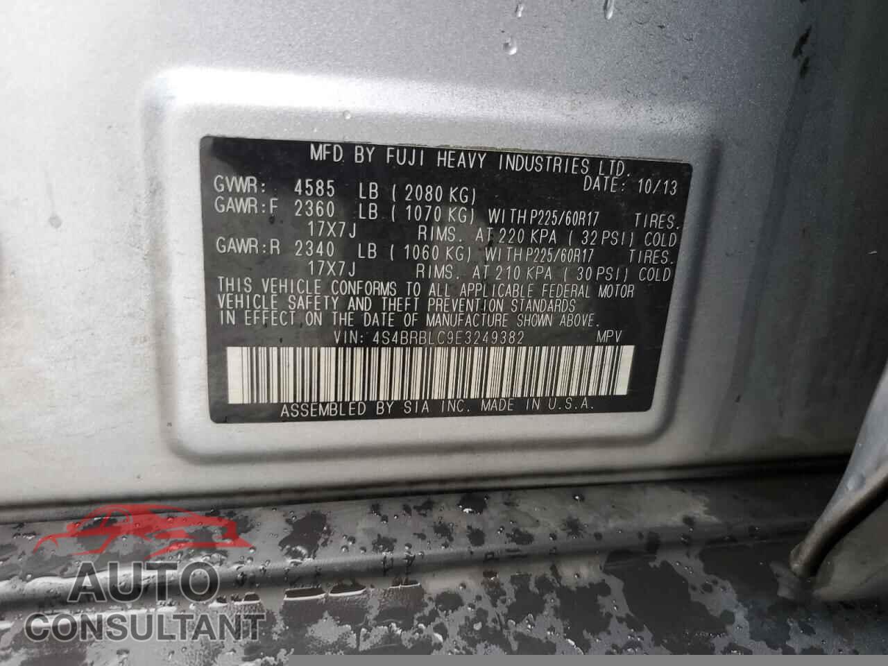 SUBARU OUTBACK 2014 - 4S4BRBLC9E3249382