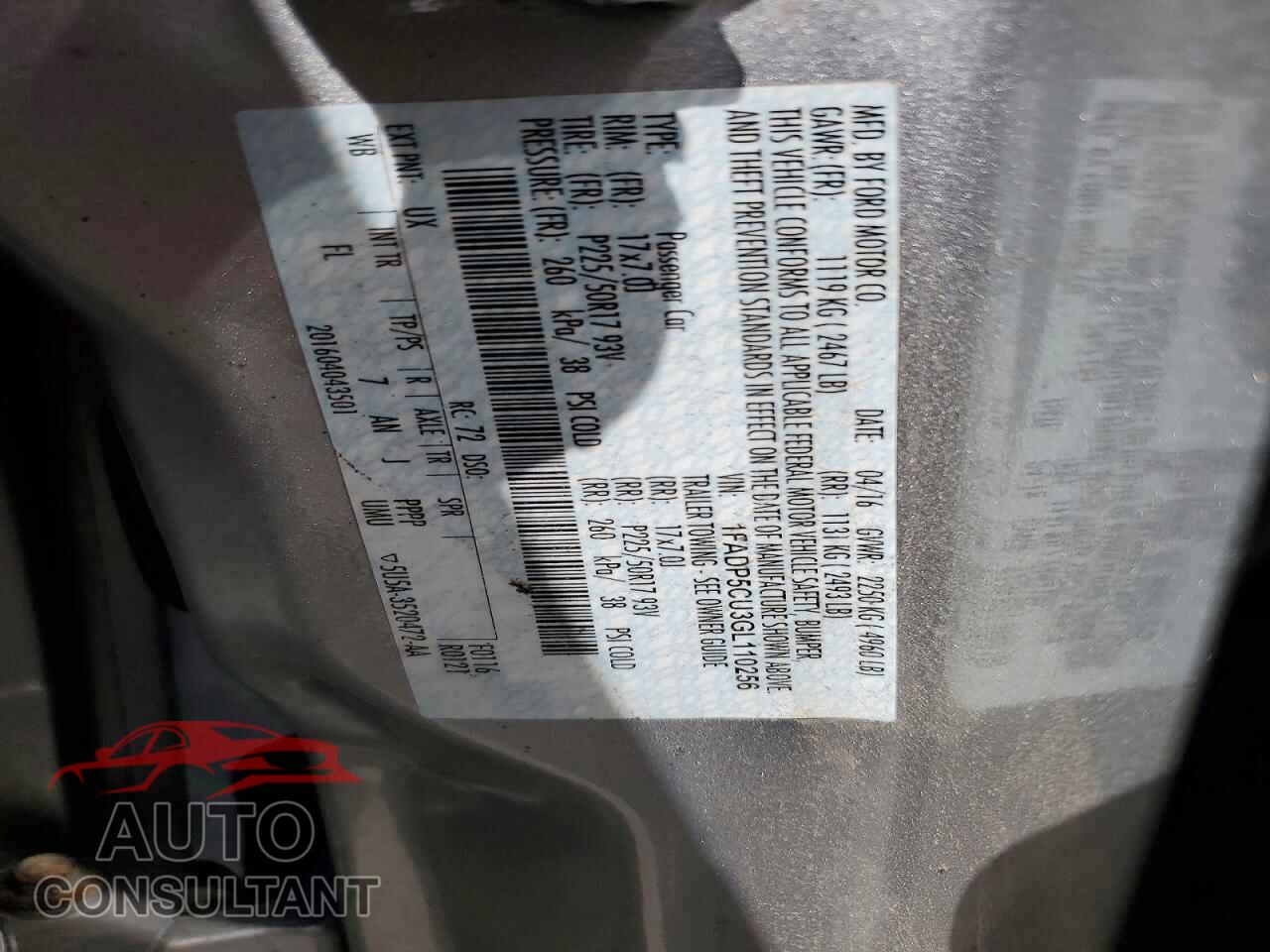 FORD CMAX 2016 - 1FADP5CU3GL110256