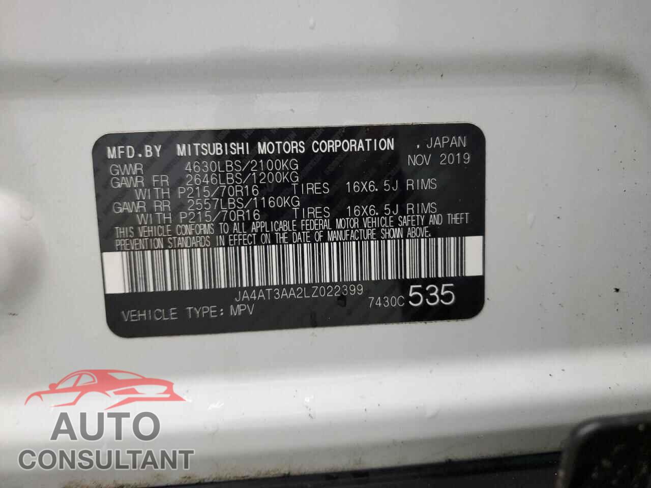MITSUBISHI ECLIPSE 2020 - JA4AT3AA2LZ022399