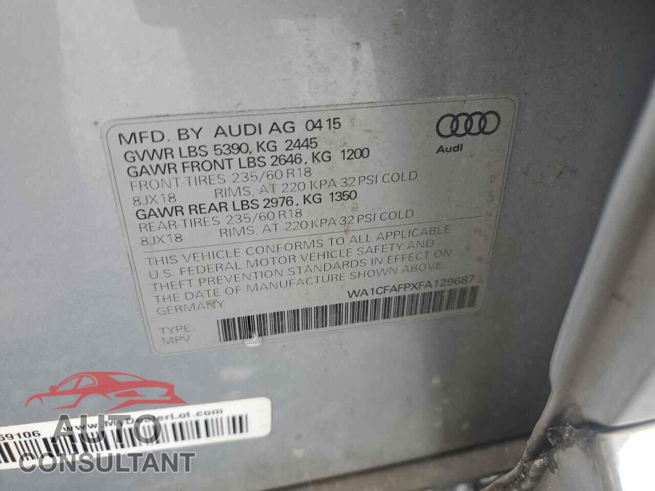 AUDI Q5 2015 - WA1CFAFPXFA129687