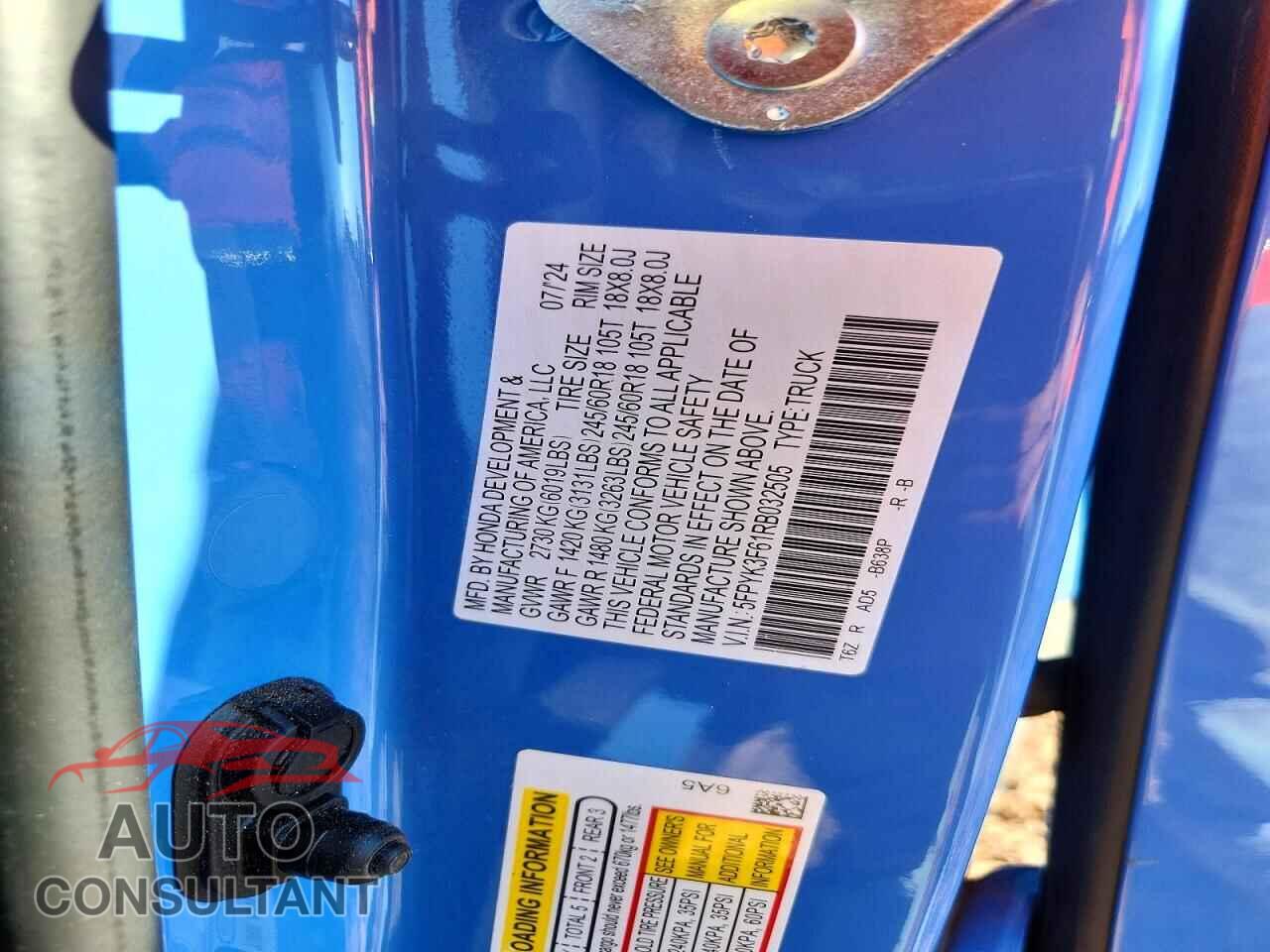 HONDA RIDGELINE 2024 - 5FPYK3F61RB032505