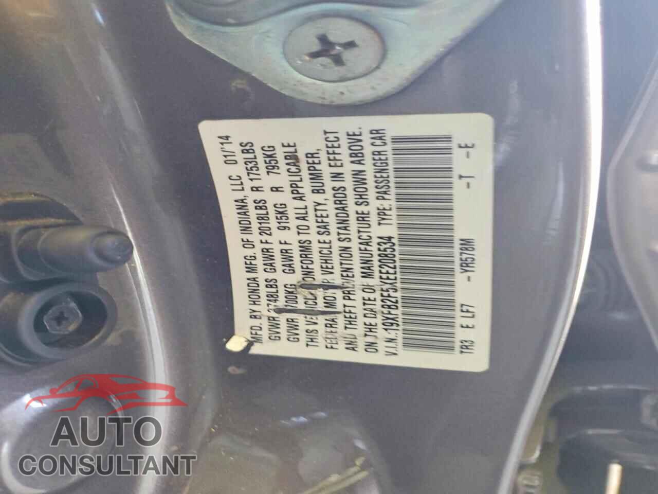 HONDA CIVIC 2014 - 19XFB2F5XEE208534