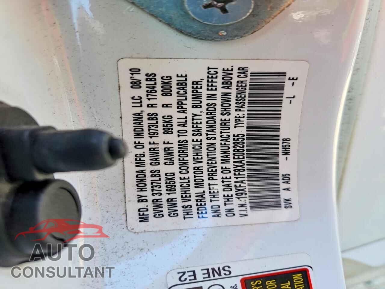 HONDA CIVIC 2010 - 19XFA1F8XAE082855