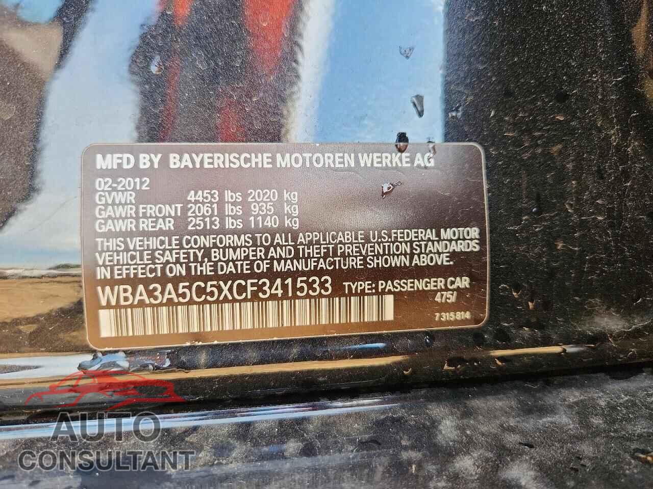 BMW 3 SERIES 2012 - WBA3A5C5XCF341533