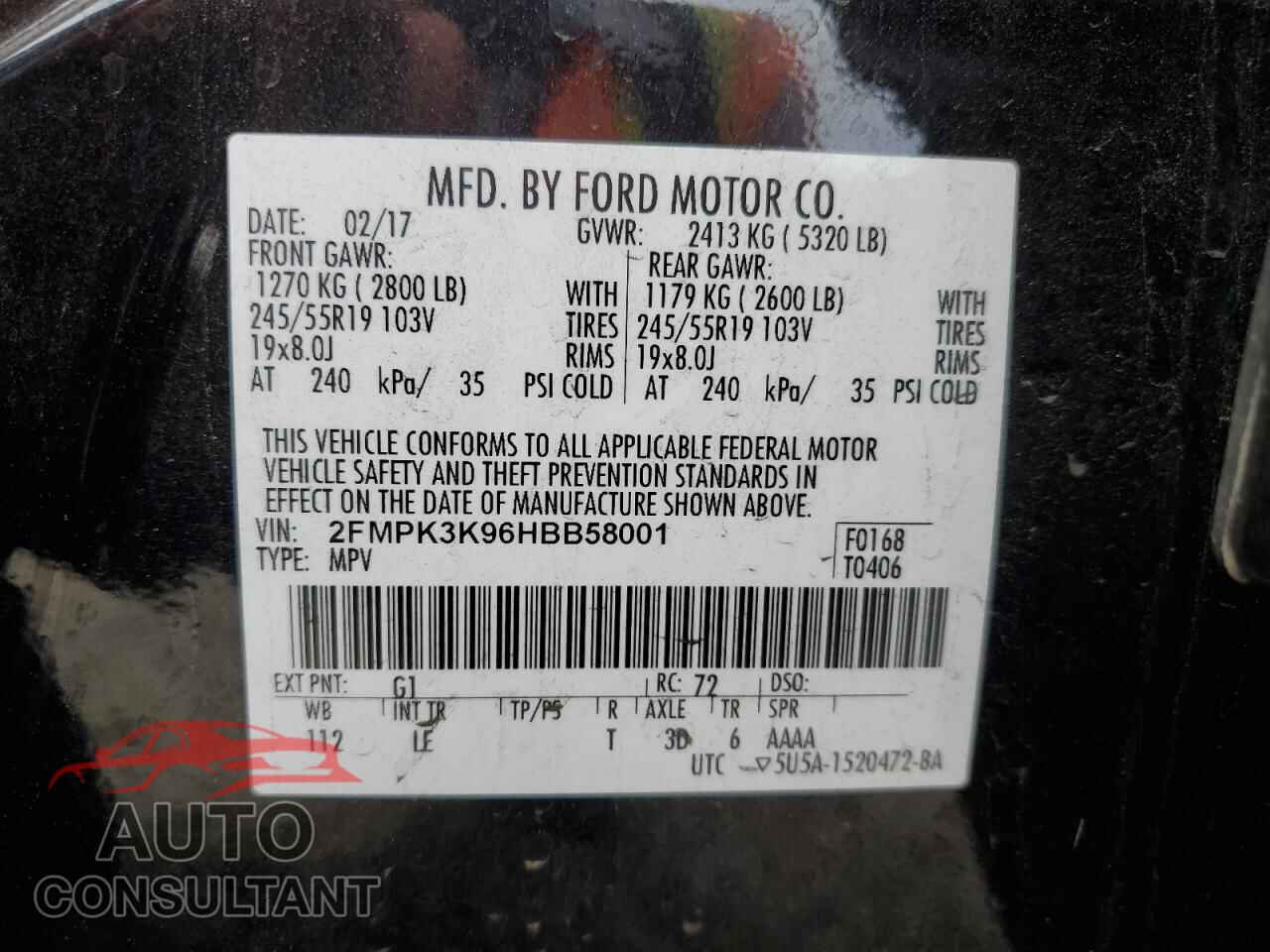 FORD EDGE 2017 - 2FMPK3K96HBB58001