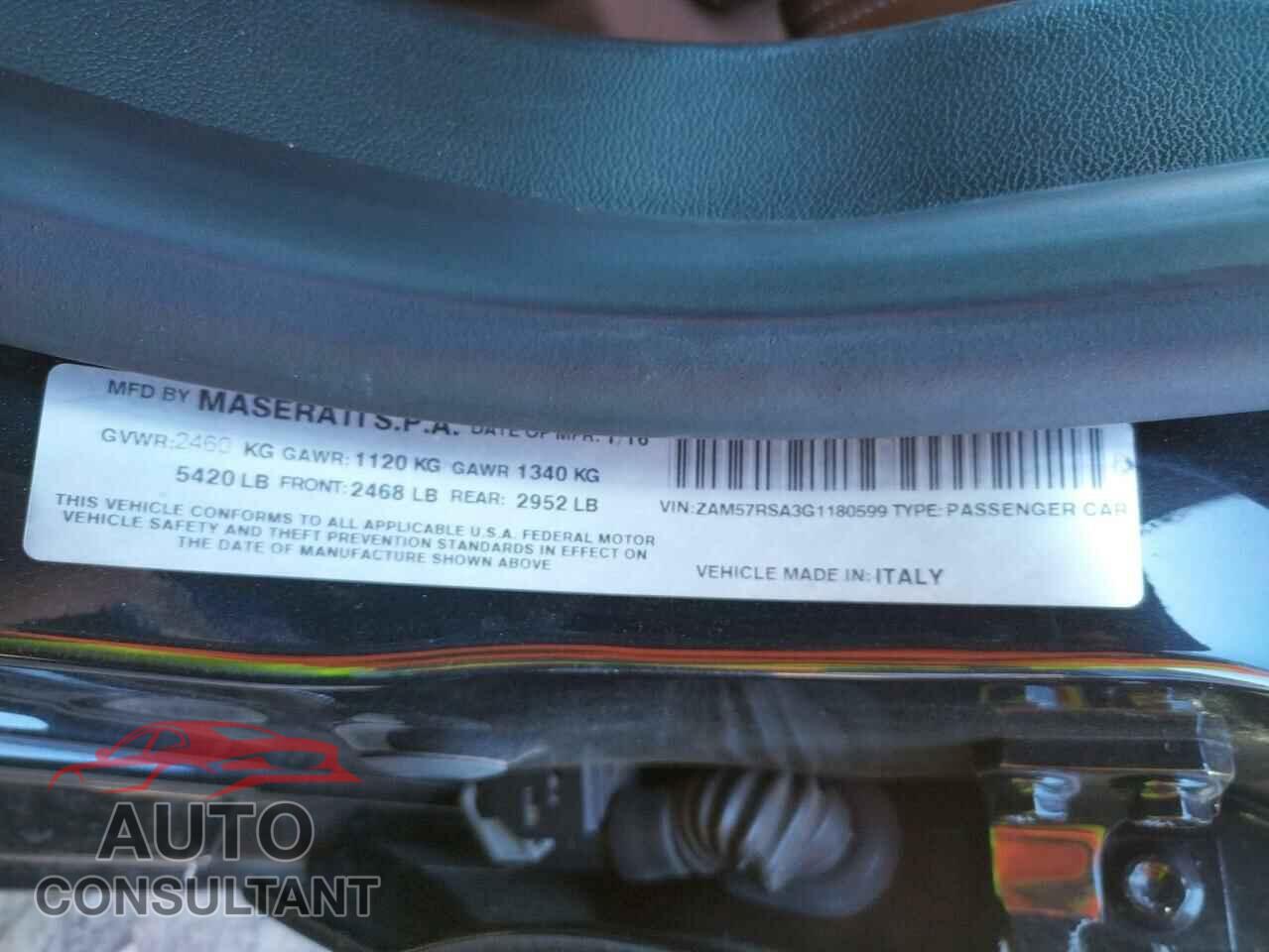 MASERATI ALL MODELS 2016 - ZAM57RSA3G1180599