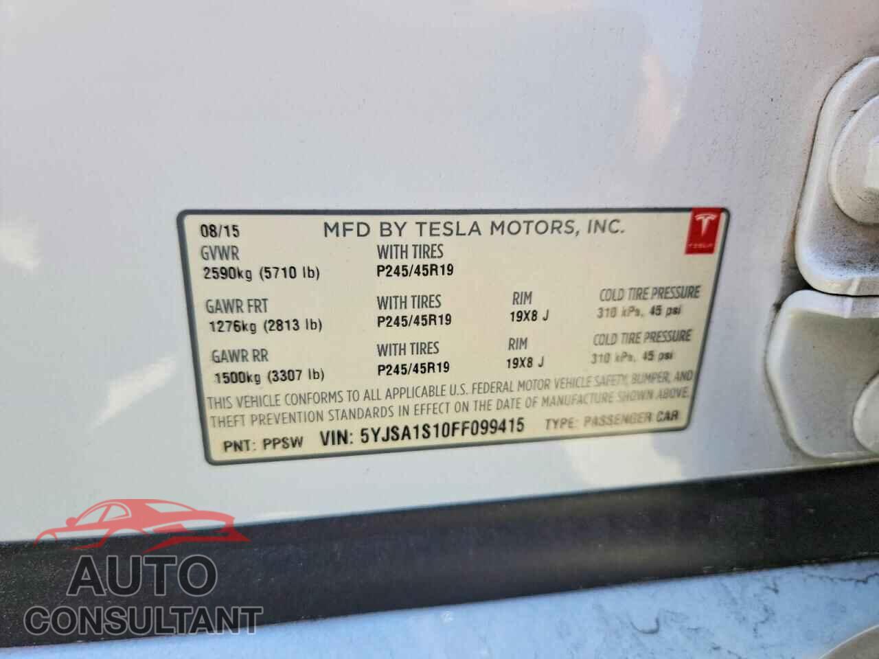 TESLA MODEL S 2015 - 5YJSA1S10FF099415