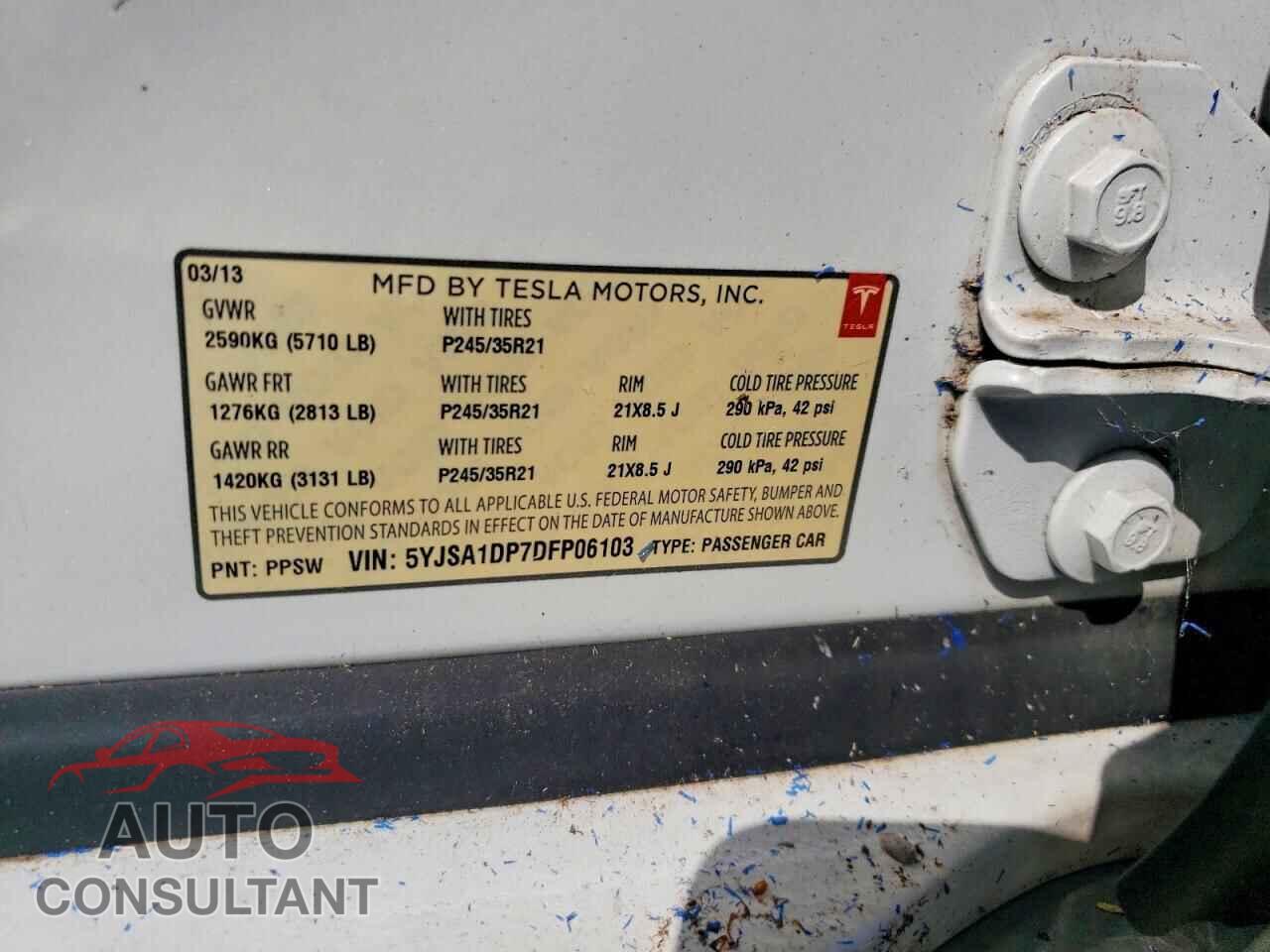 TESLA MODEL S 2013 - 5YJSA1DP7DFP06103