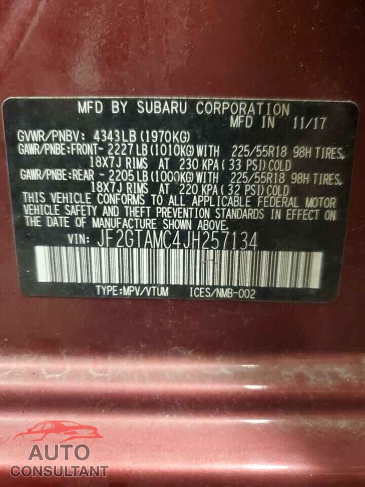 SUBARU CROSSTREK 2018 - JF2GTAMC4JH257134