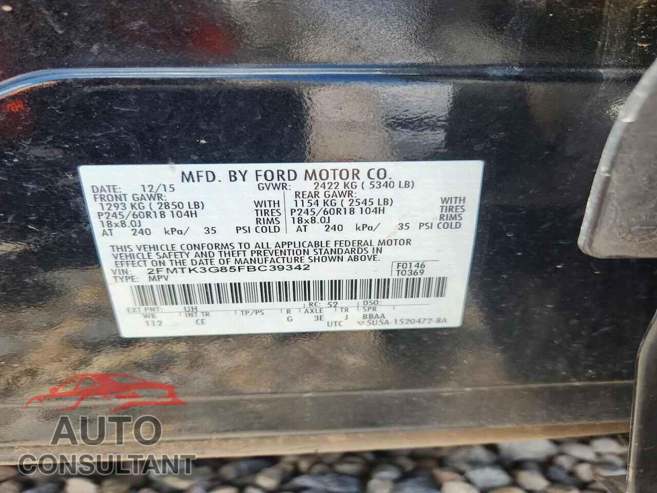 FORD EDGE 2015 - 2FMTK3G85FBC39342