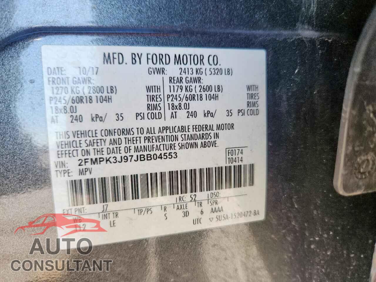 FORD EDGE 2018 - 2FMPK3J97JBB04553