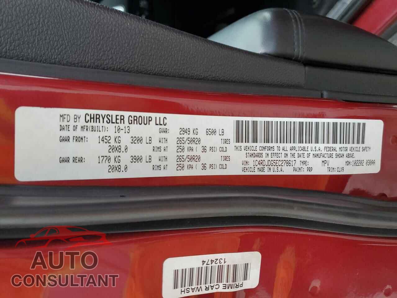 DODGE DURANGO 2014 - 1C4RDJDG5EC278617