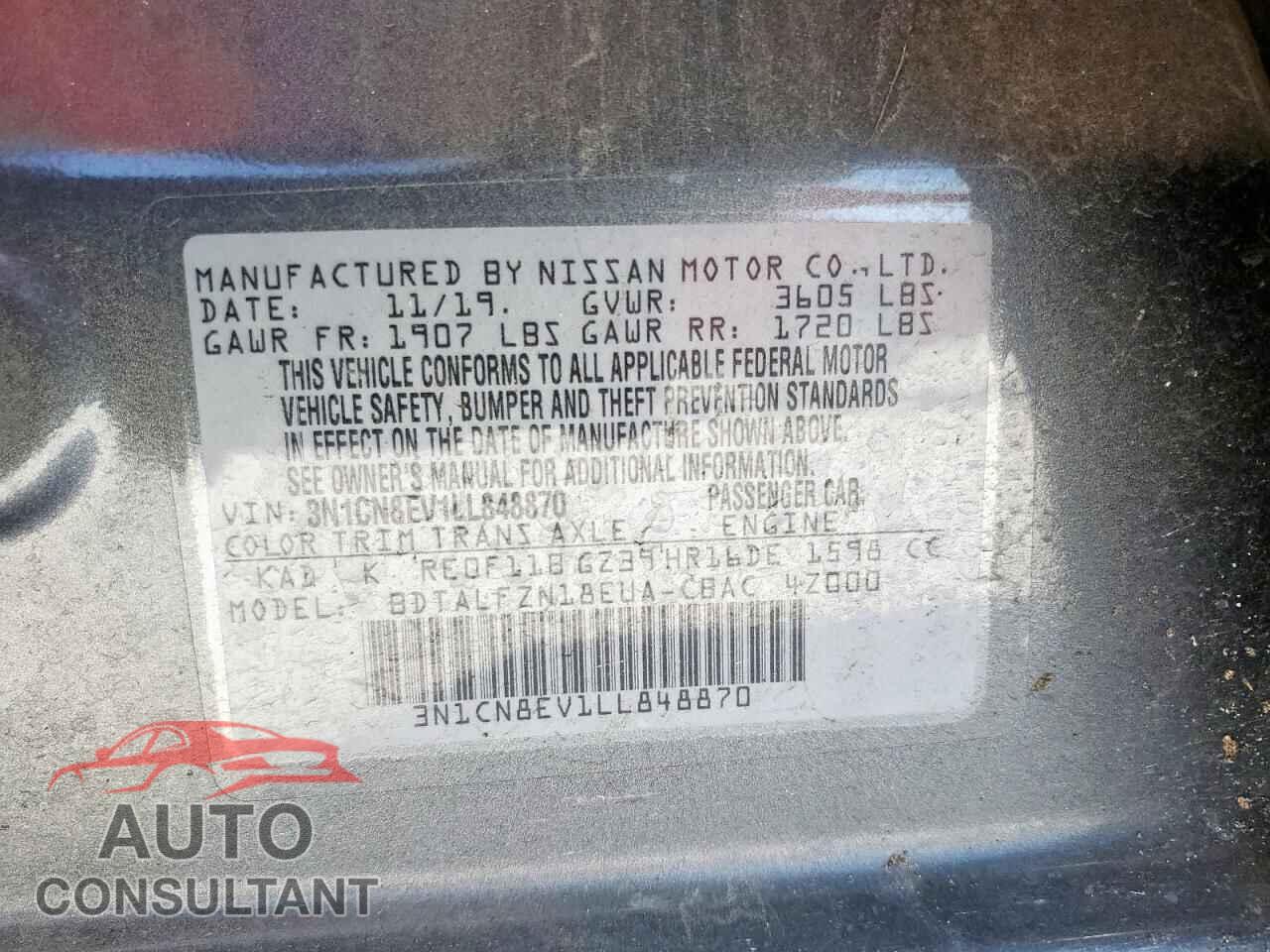 NISSAN VERSA 2020 - 3N1CN8EV1LL848870