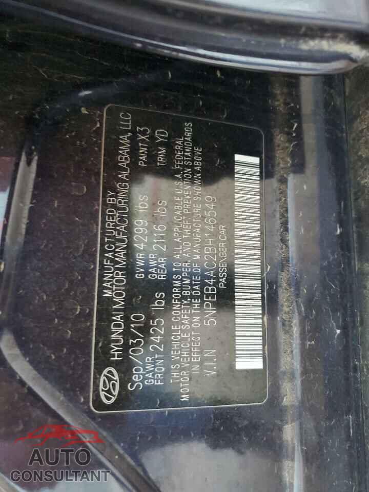 HYUNDAI SONATA 2011 - 5NPEB4AC2BH146549