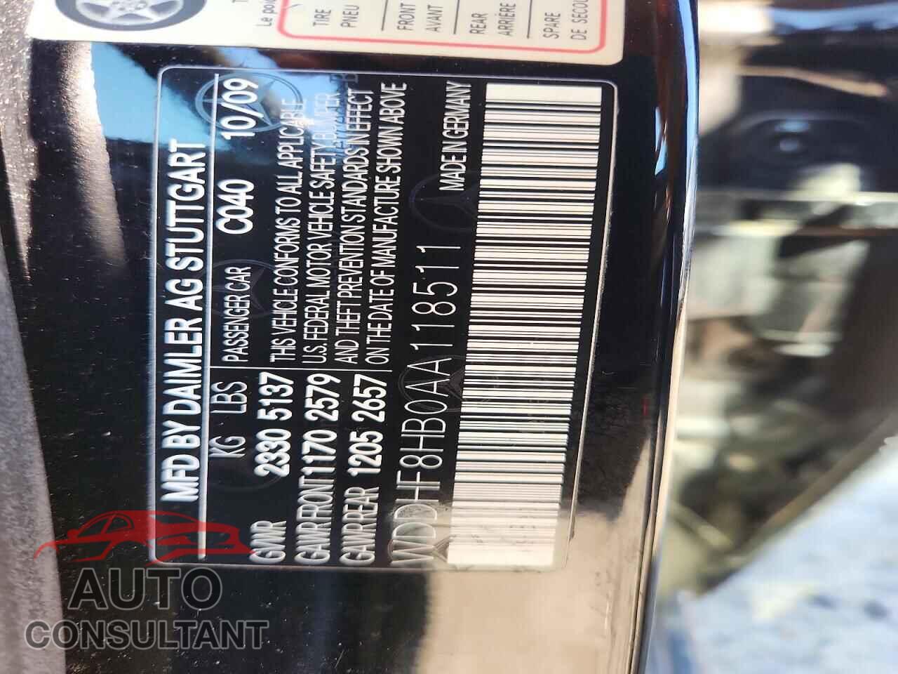 MERCEDES-BENZ E-CLASS 2010 - WDDHF8HB0AA118511