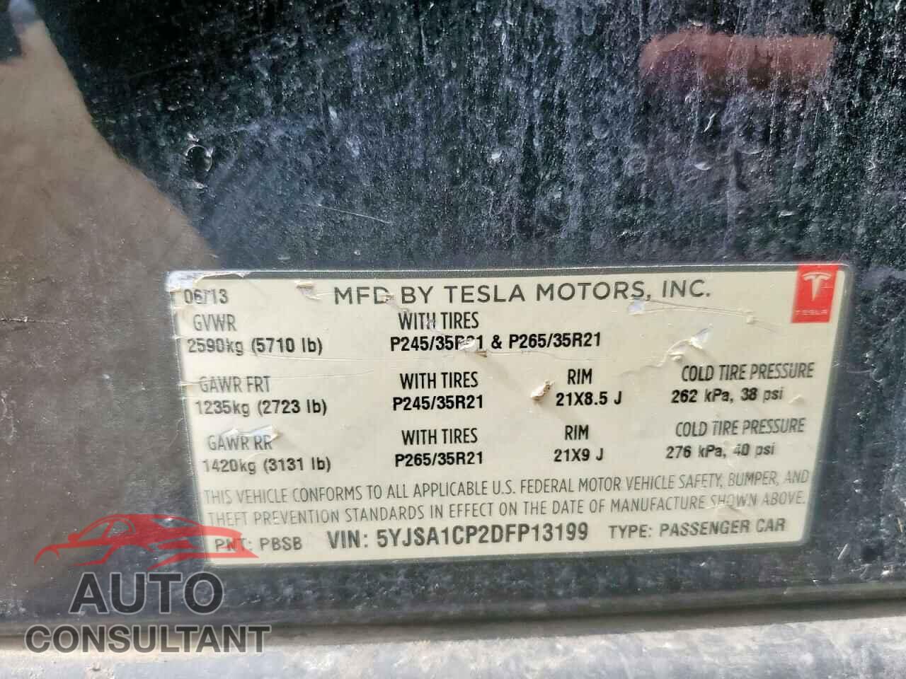 TESLA MODEL S 2013 - 5YJSA1CP2DFP13199