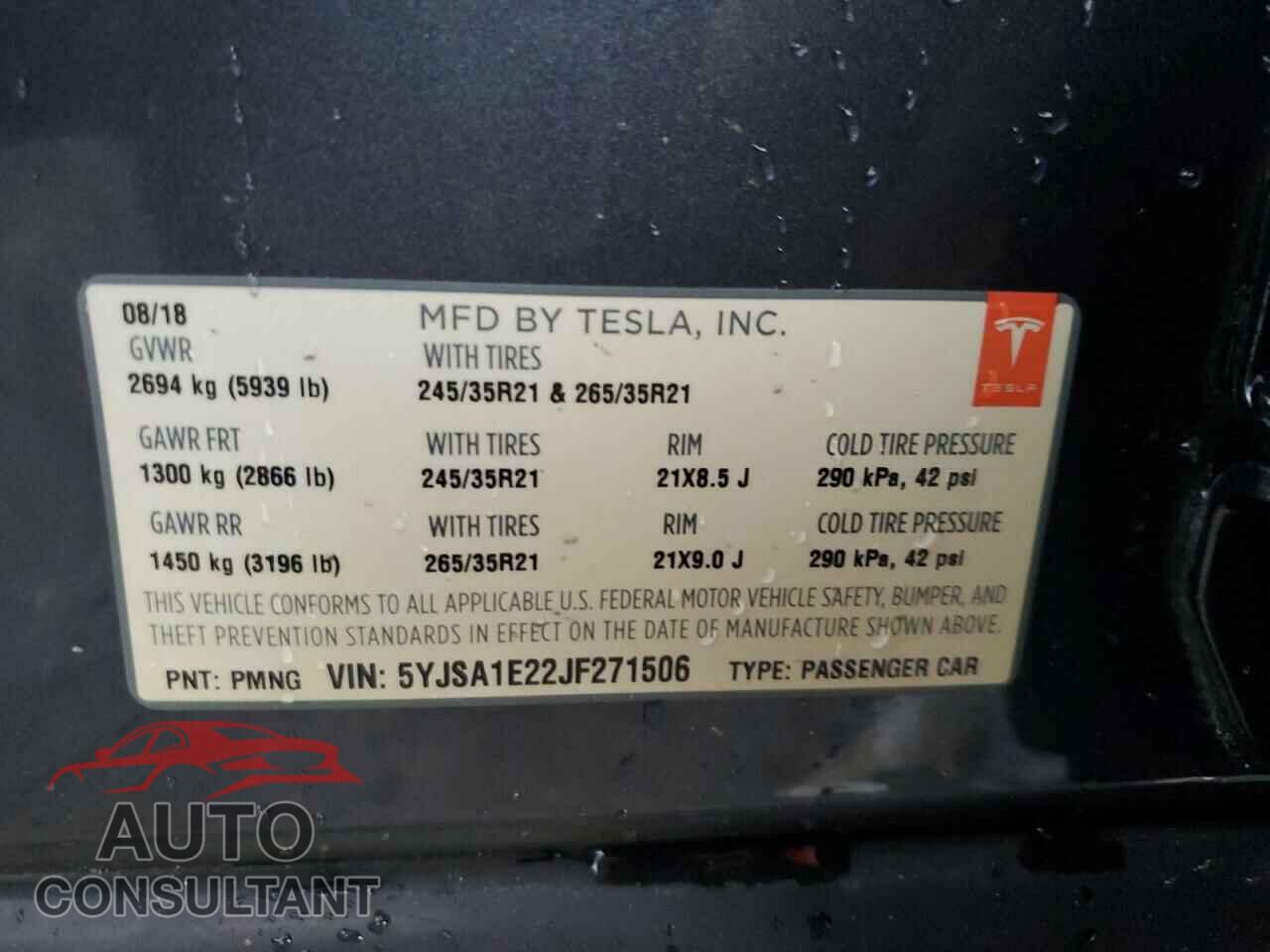 TESLA MODEL S 2018 - 5YJSA1E22JF271506