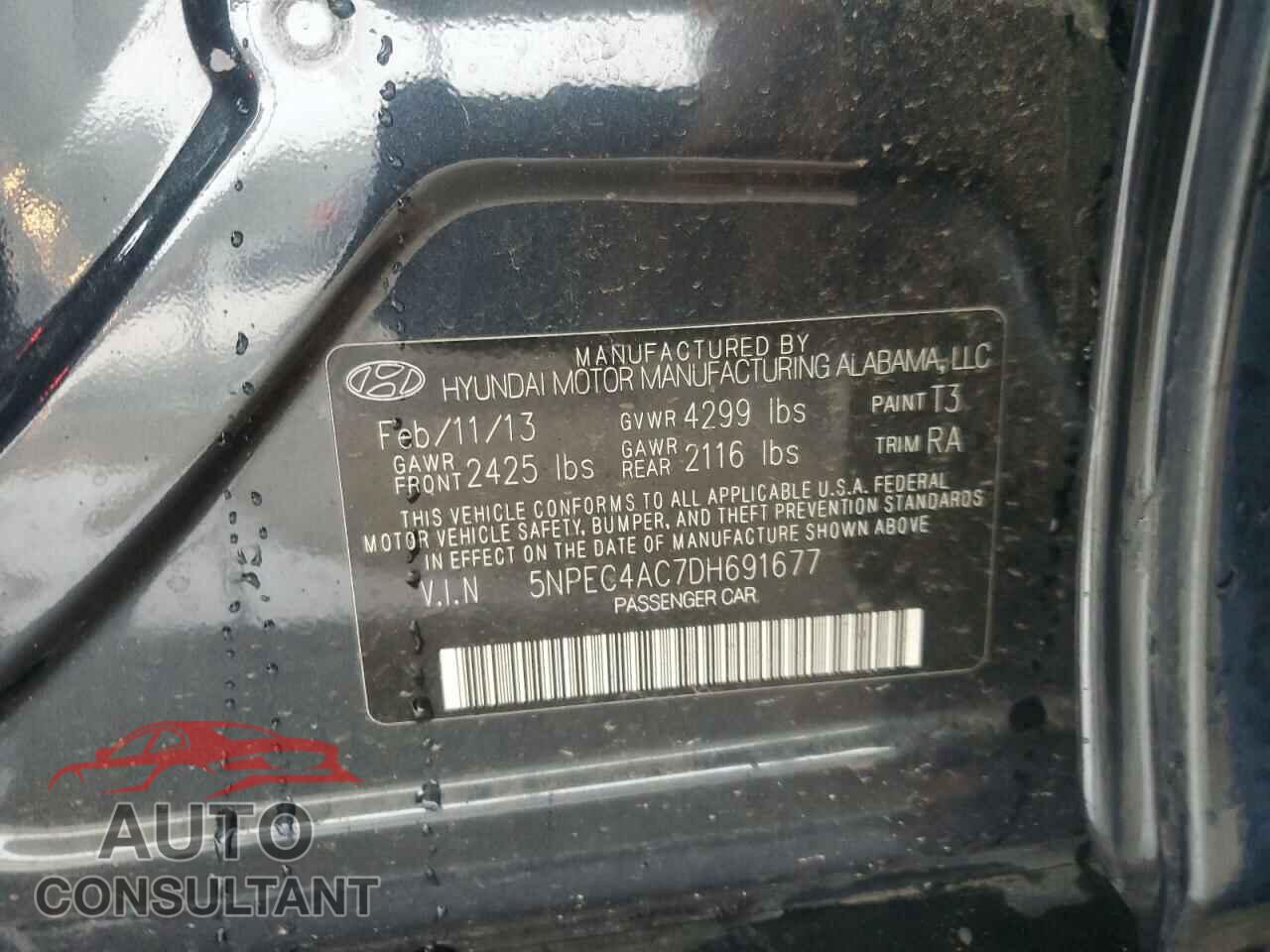 HYUNDAI SONATA 2013 - 5NPEC4AC7DH691677