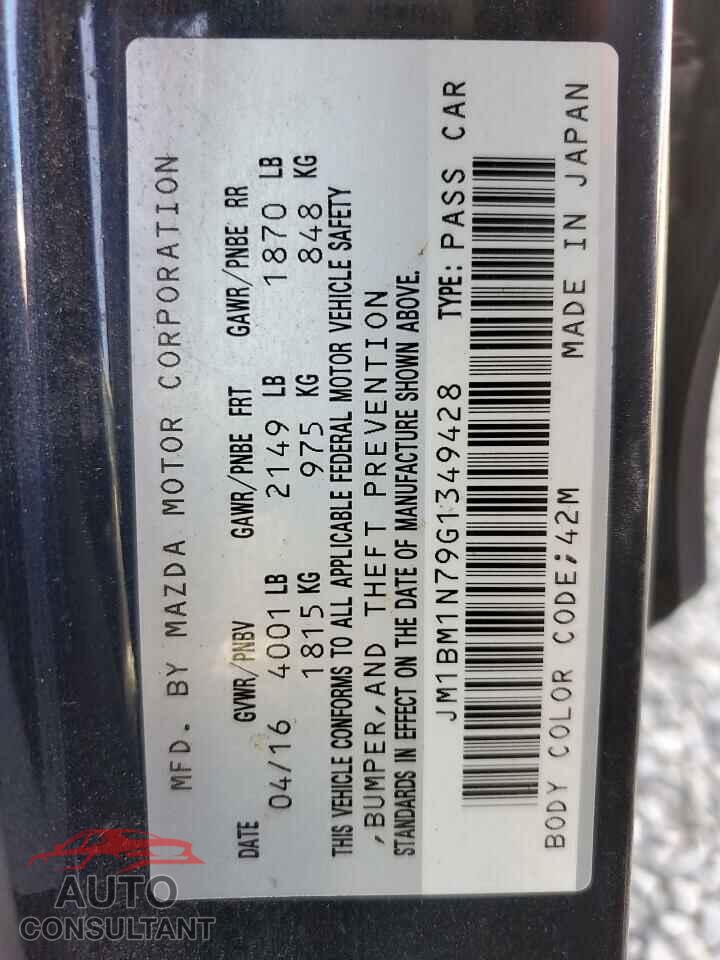 MAZDA 3 2016 - JM1BM1N79G1349428