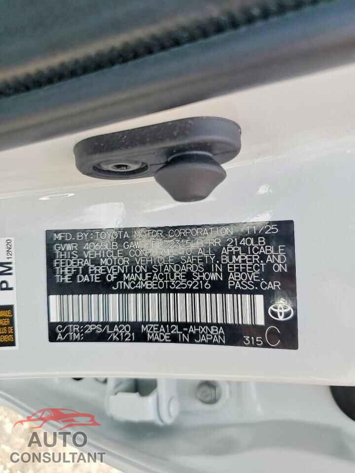 TOYOTA COROLLA 2026 - JTNC4MBE0T3259216