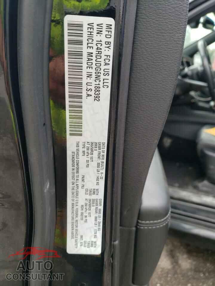DODGE DURANGO 2022 - 1C4RDJDG6NC188392