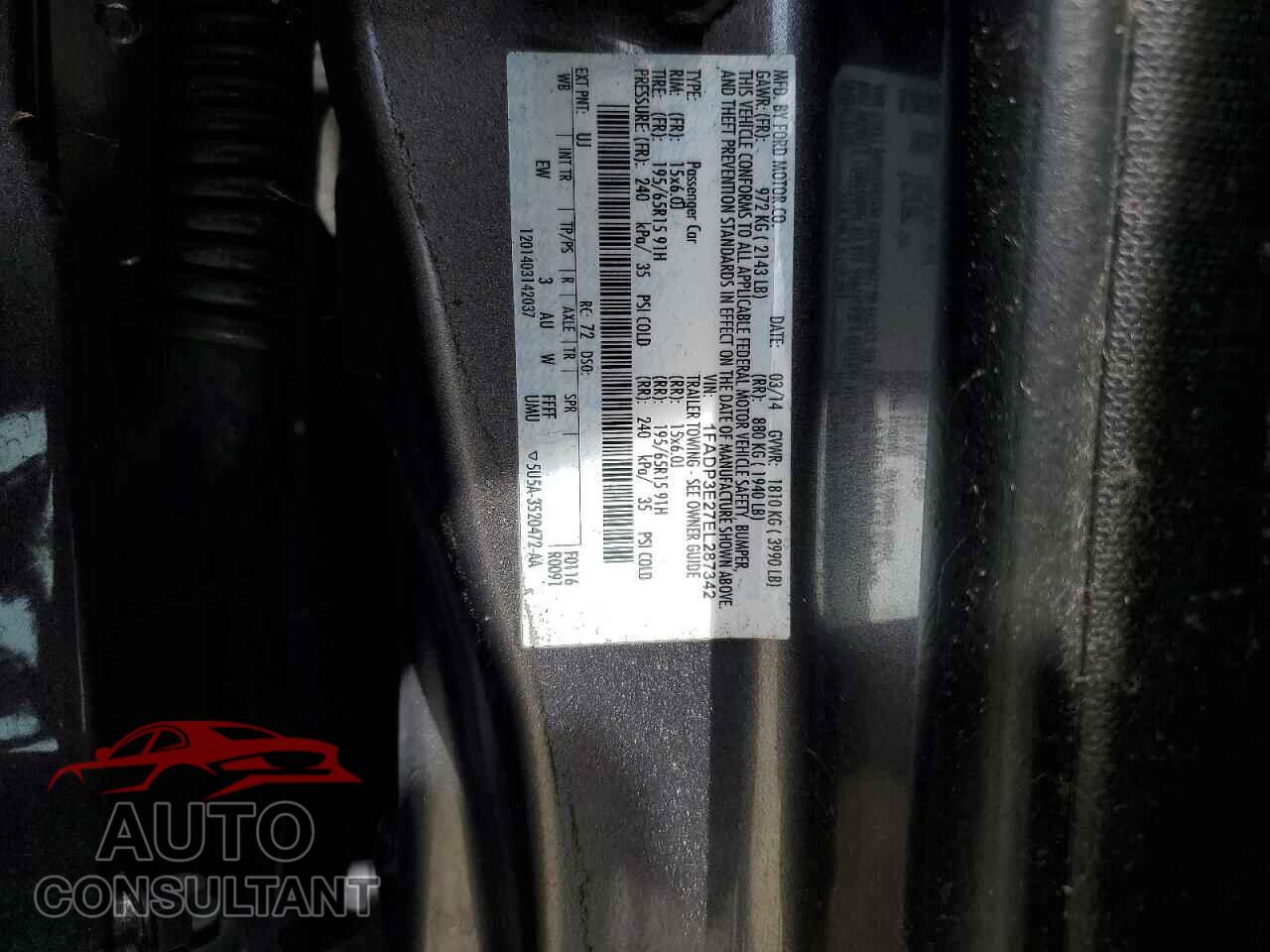 FORD FOCUS 2014 - 1FADP3E27EL287342