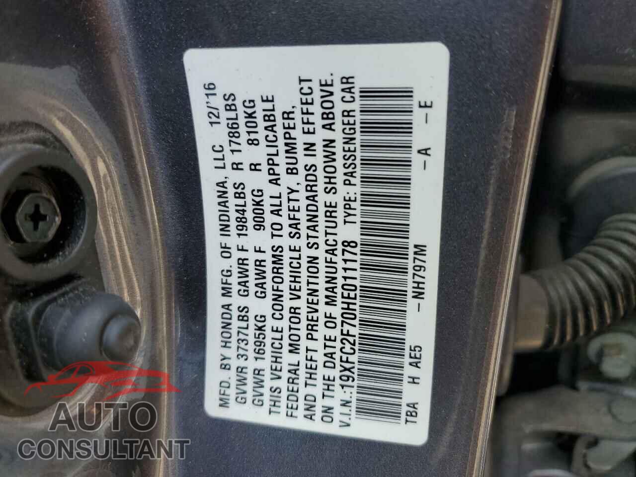 HONDA CIVIC 2017 - 19XFC2F70HE011178