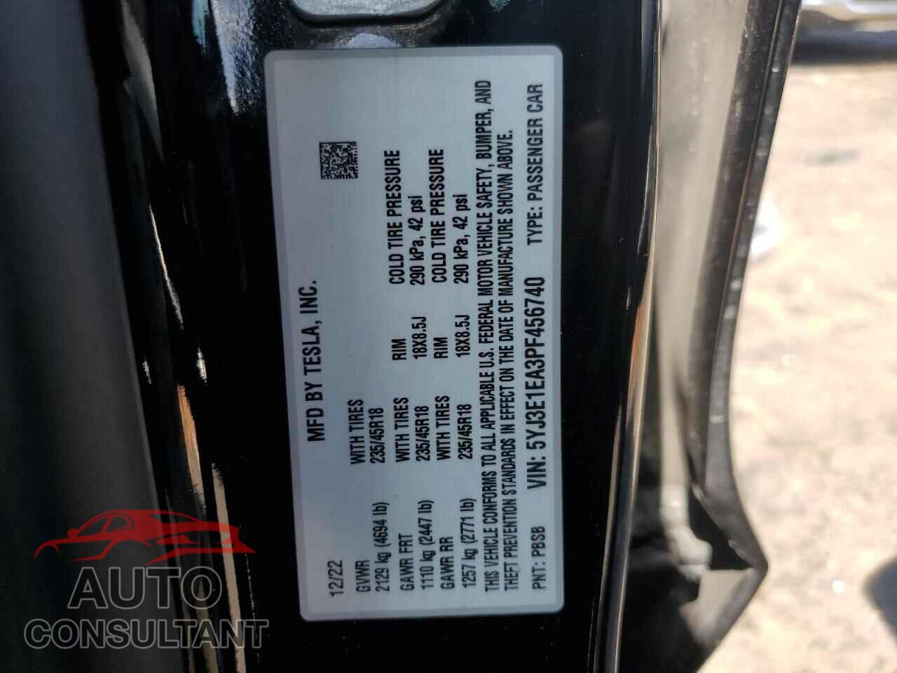 TESLA MODEL 3 2023 - 5YJ3E1EA3PF456740
