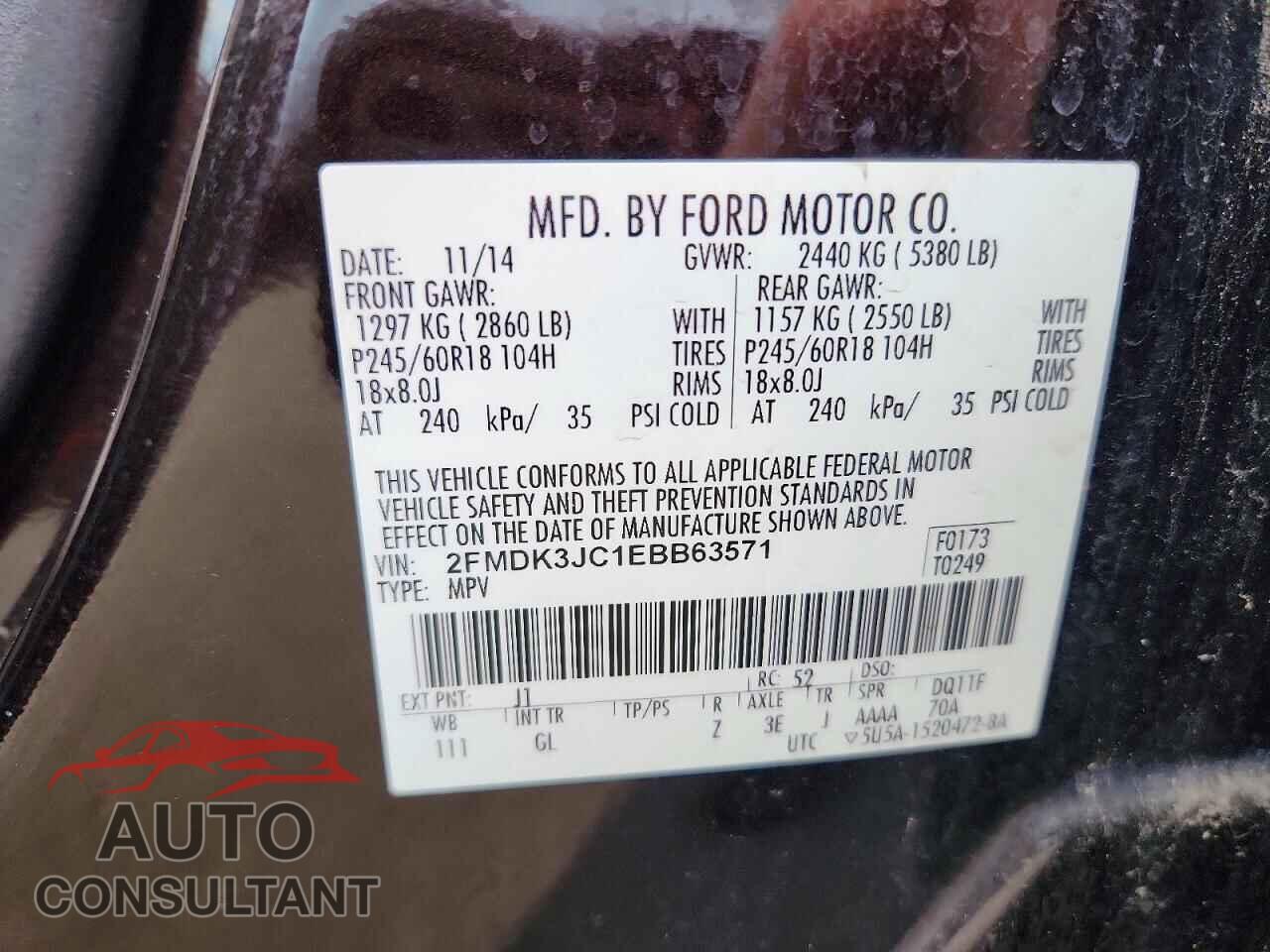 FORD EDGE 2014 - 2FMDK3JC1EBB63571