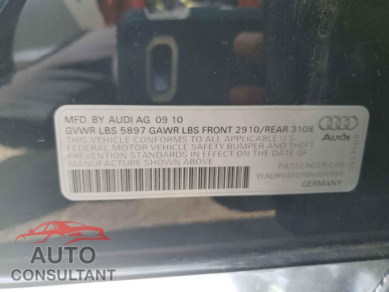 AUDI A8 2011 - WAURVAFD9BN005595