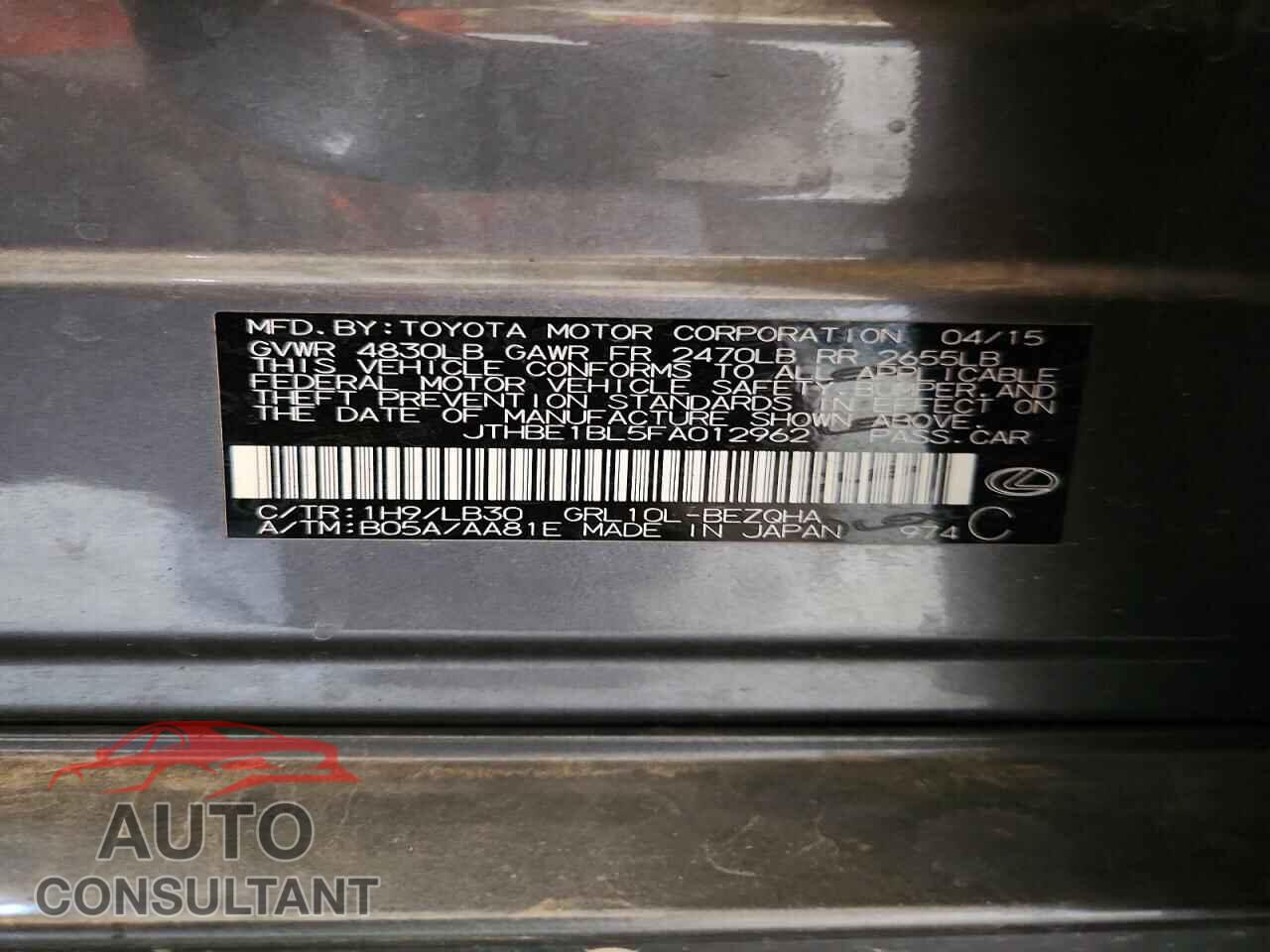 LEXUS GS350 2015 - JTHBE1BL5FA012962