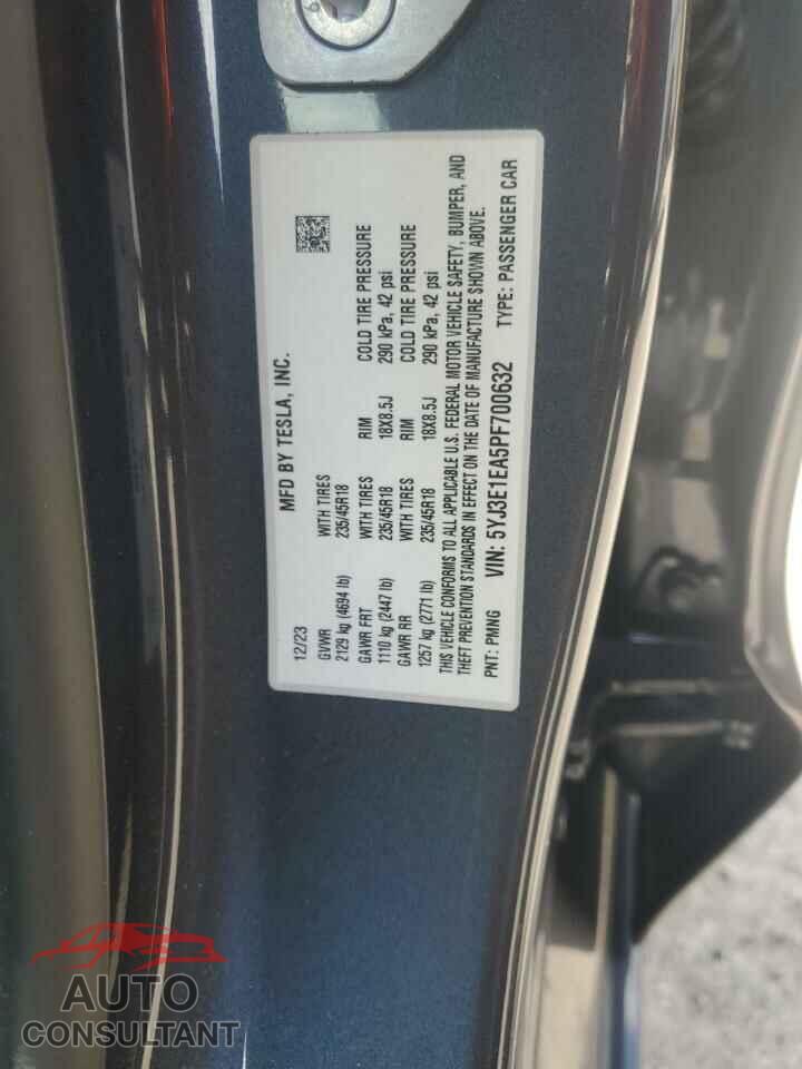 TESLA MODEL 3 2023 - 5YJ3E1EA5PF700632